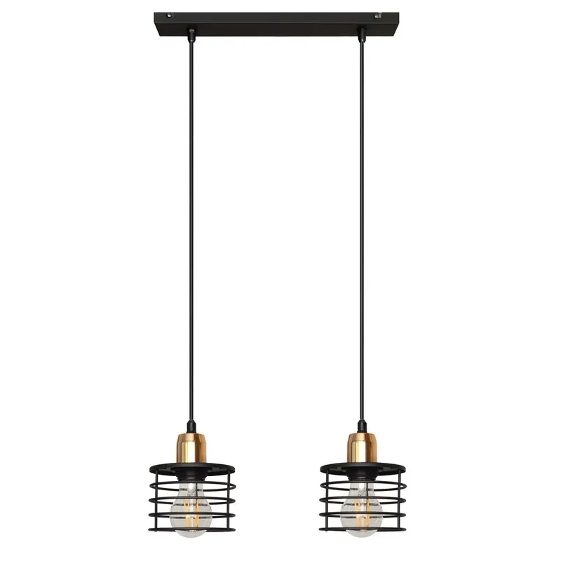 Helam Lighting Edison Straight Bar Pendant Ceiling Light Black, Copper 40cm