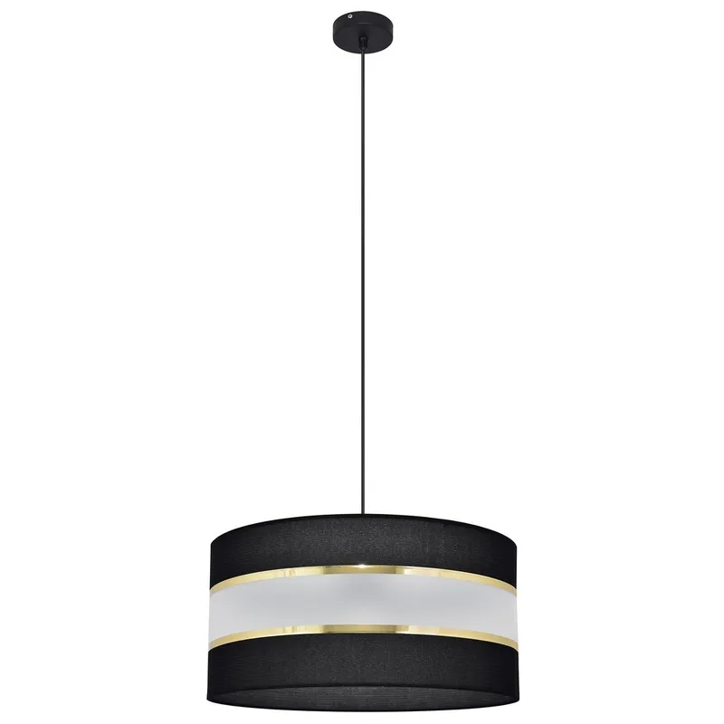 Netlighting Helen Cylindrical Pendant Ceiling Light Black Gold 40cm Black