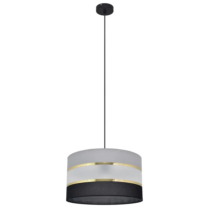Netlighting Helen Cylindrical Pendant Ceiling Light Black Gold Grey 35cm Black