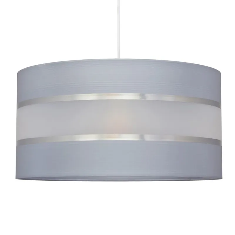 Netlighting Helen Cylindrical Pendant Ceiling Light Grey Silver 40cm Grey