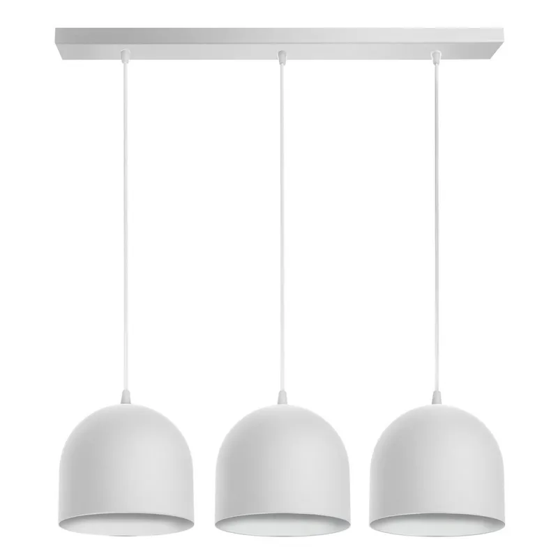 Helam Lighting Madison Straight Bar Pendant Ceiling Light White 70cm