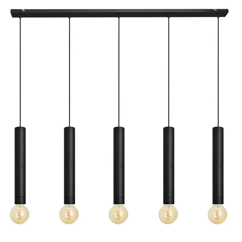 Helam Lighting Tuba Straight Bar Pendant Ceiling Light Black 120cm