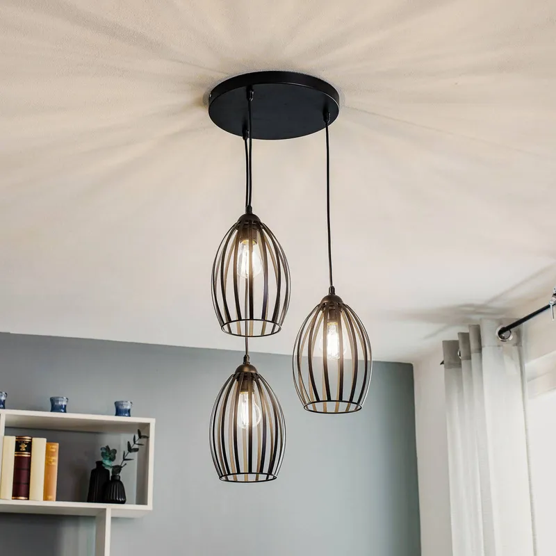Helam Lighting Dali Cluster Pendant Ceiling Light Black 38cm