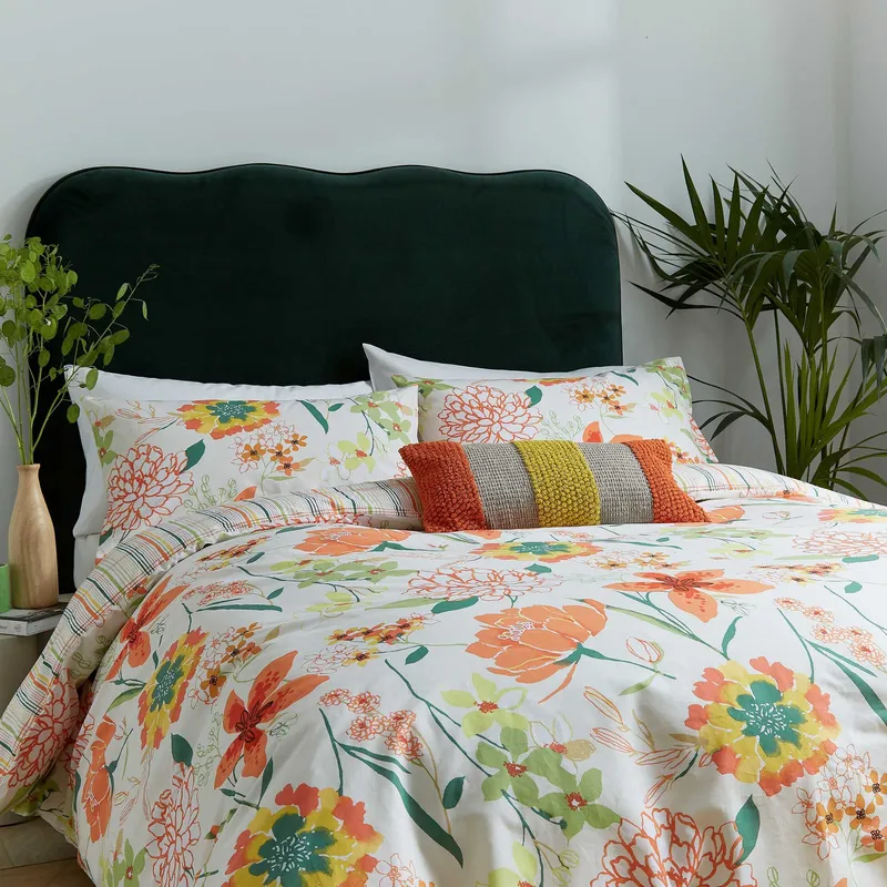 Helena Springfield Budding Brights Bella Double Duvet Cover Set, Mango