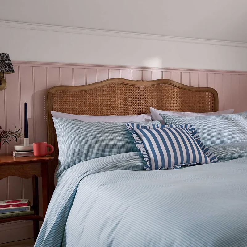 Helena Springfield Secret Garden Gingham Print Double Duvet Cover Set, Blue