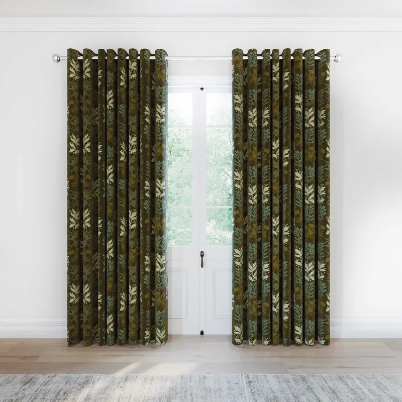 Helena Springfield Simply Scandi Frey Lined Curtains 66" x 90", Green