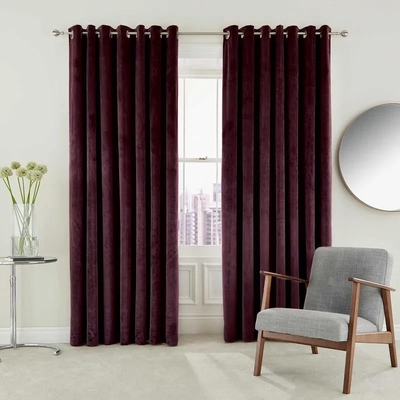 Helena Springfield Escala Lined Curtains 90" x 90", Mulberry