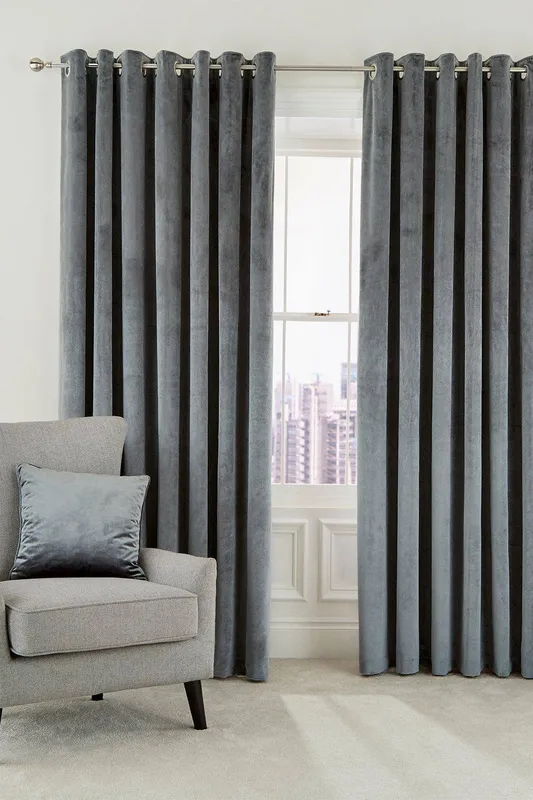 Helena Springfield Escala Lined Curtains 66" x 72", Steel