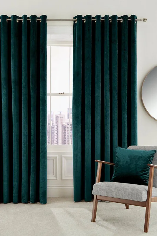 Helena Springfield Escala Lined Curtains 66" x 90", Teal