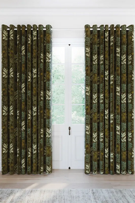Helena Springfield Simply Scandi Frey Lined Curtains 66" x 72", Green