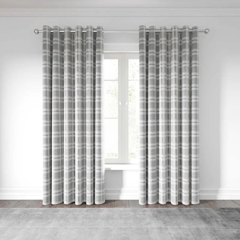 Helena Springfield Harriet Lined Curtains 90" x 90", Blush/Grey