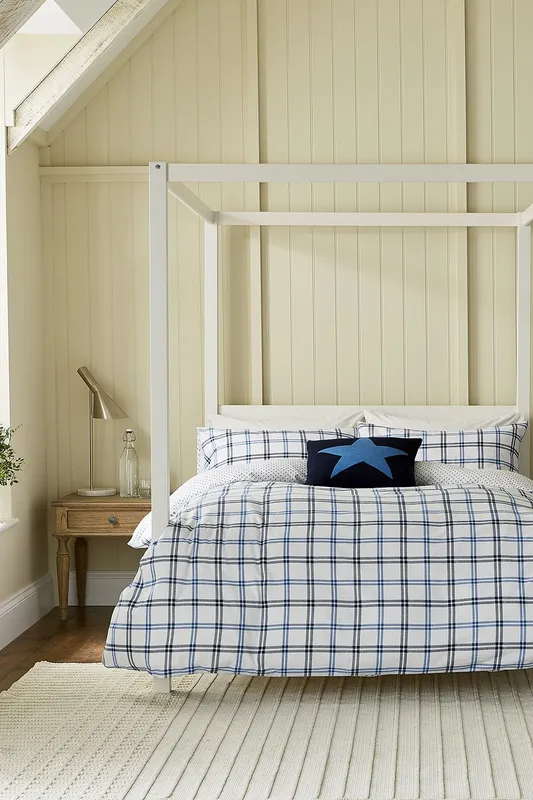 Helena Springfield 'Hunter's Check' Brushed Cotton Duvet Cover Set in Navy Size: Single - Navy
