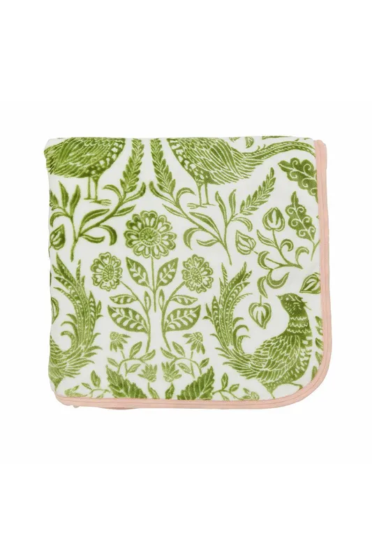 Helena Springfield Harvest Moon Pheasants Fleece Throw, Green/Pink