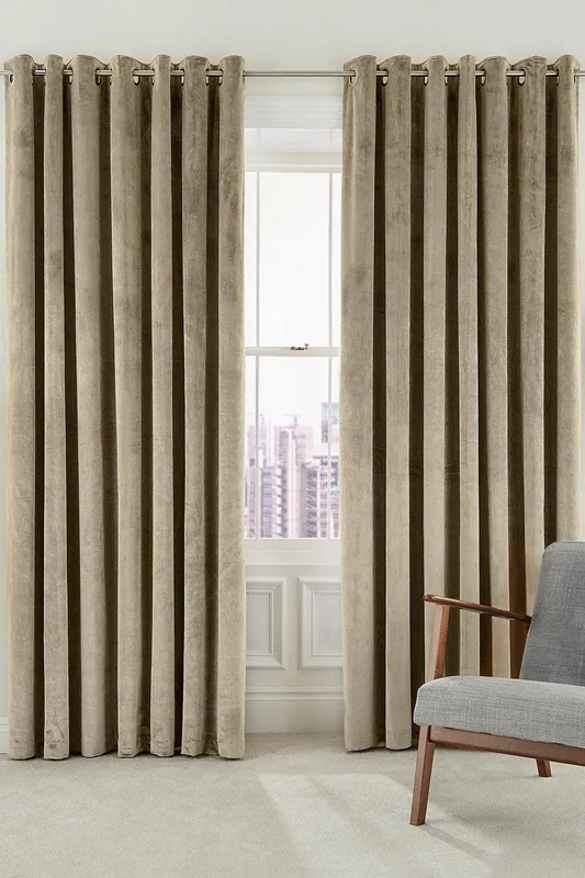 Helena Springfield Escala Lined Curtains 90" x 90", Sand