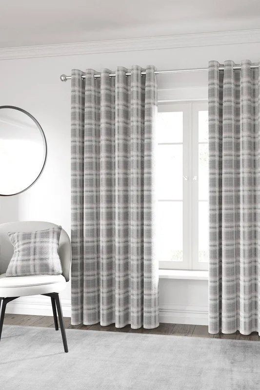 Helena Springfield Harriet Lined Curtains 90" x 72", Blush/Grey