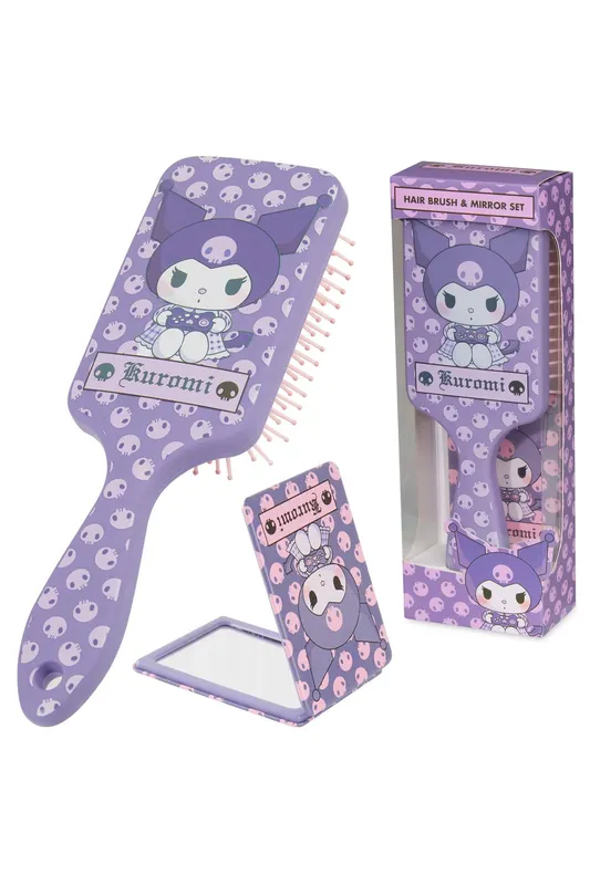 Hello Kitty Women's Kuromi Hair Brush & Mirror Set in Purple Purple