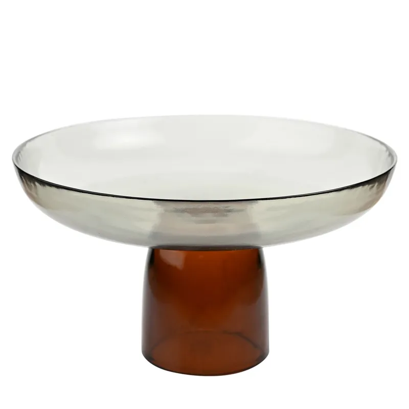 Hestia Unisex Elevated Glass Bowl - Large in Brown Brown One Size female
