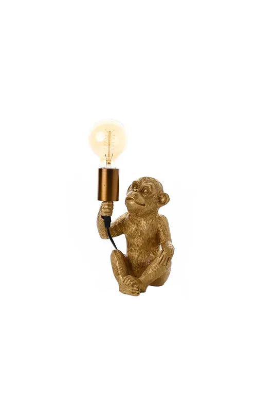 Hestia Unisex Monkey w/ Bulb Light 25cm in Metallic Gold Metallic Gold One Size female