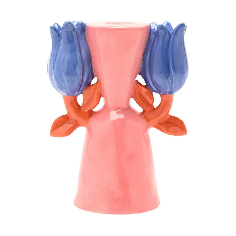 Hestia Pink Flower Candle Holder - Multicolor - Size: One Size