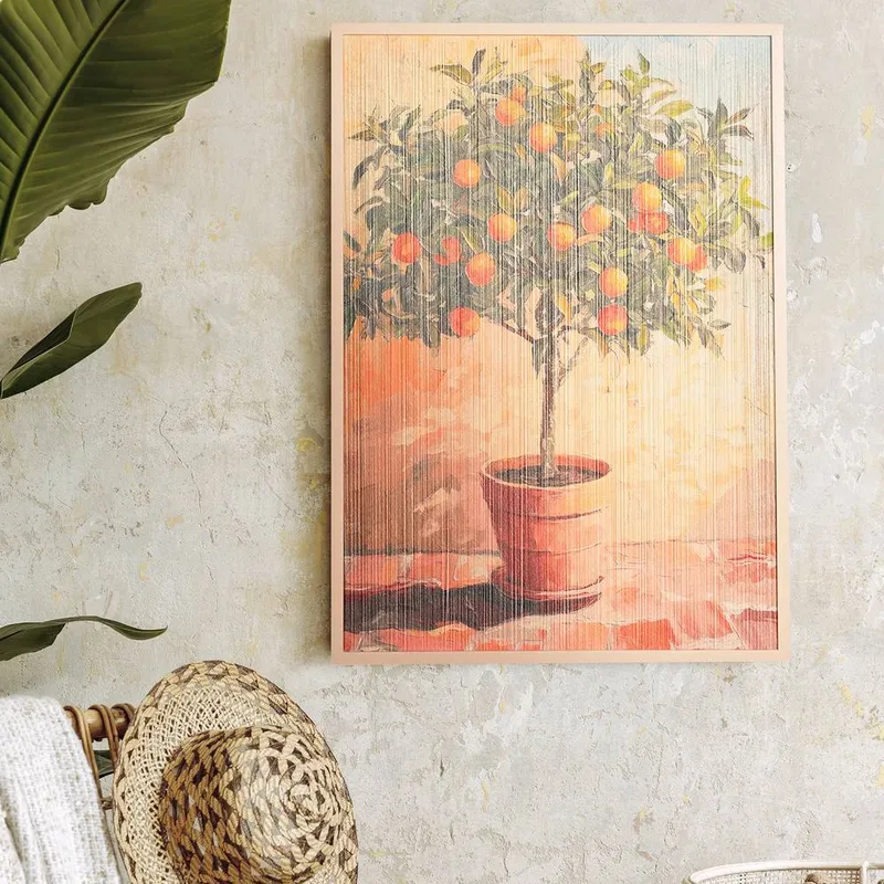 Hestia Unisex Thread Wall Art Picture - Orange Tree Multicolor female
