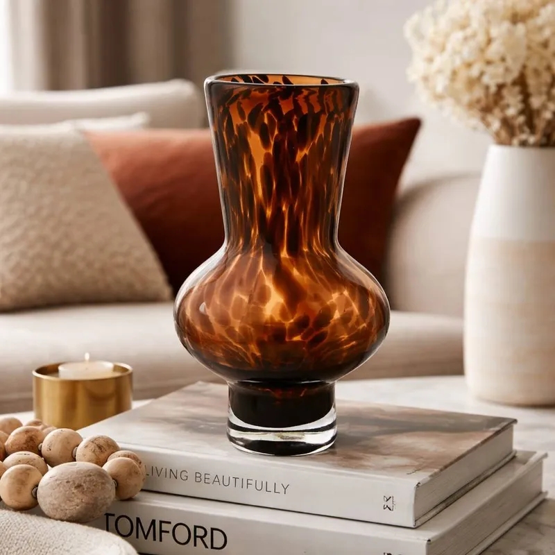 Hestia Tortoise Shell Vase in Brown - Brown - Size: One Size