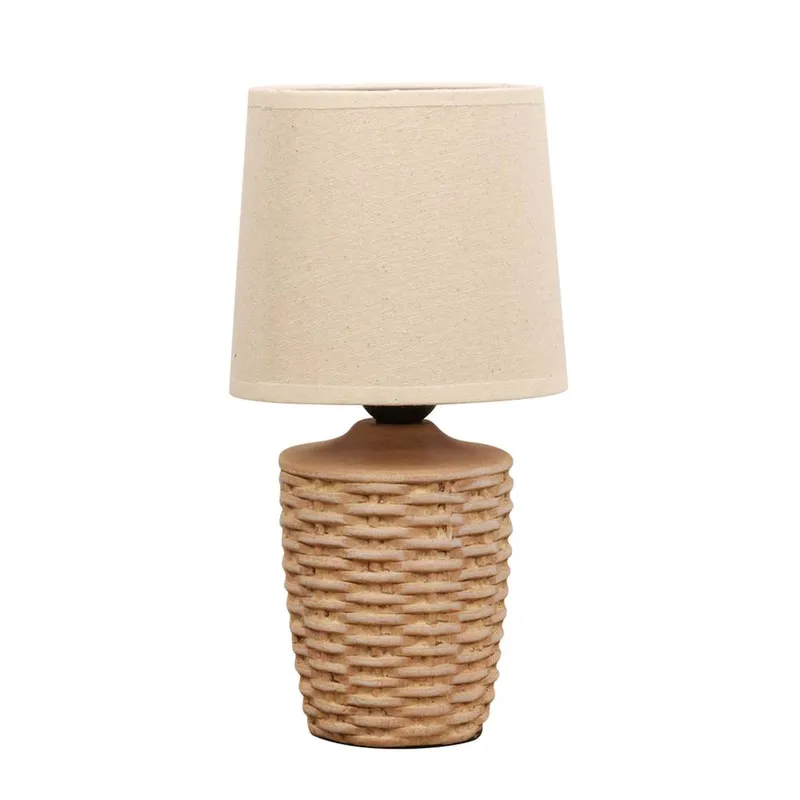 Hestia Unisex Basket Weave Table Lamp w/ Beige Linen Shade Multicolor One Size female