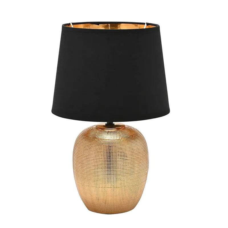 Hestia Gold & Black Textured Lamp - 39cm - Gold - Size: One Size