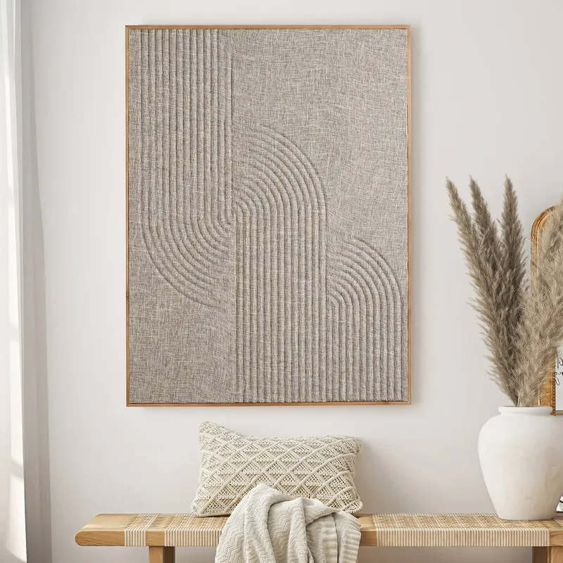 Hestia Unisex Linen Thread 3D Picture 60cm x 80cm in Stone Stone One Size female
