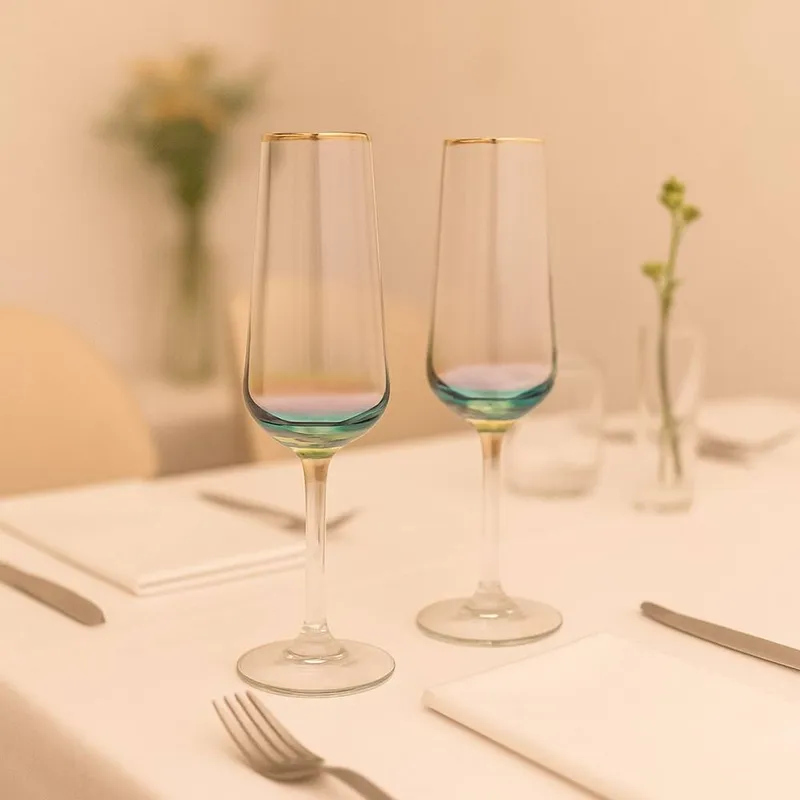 Hestia Unisex Set of 2 Rainbow Champagne Glass Multicolor One Size female