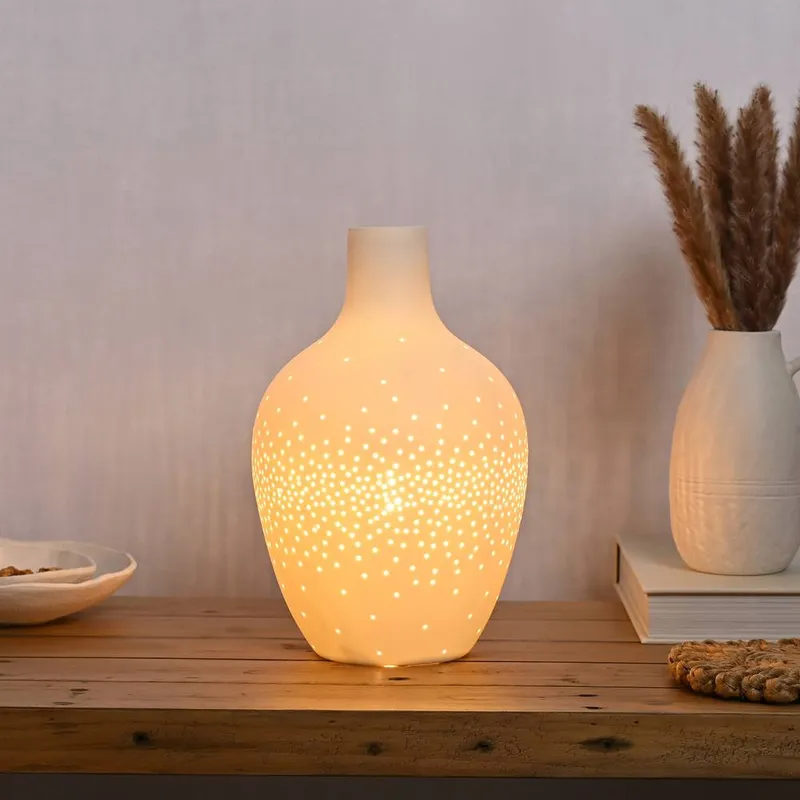 Hestia White Tall Table Lamp - White