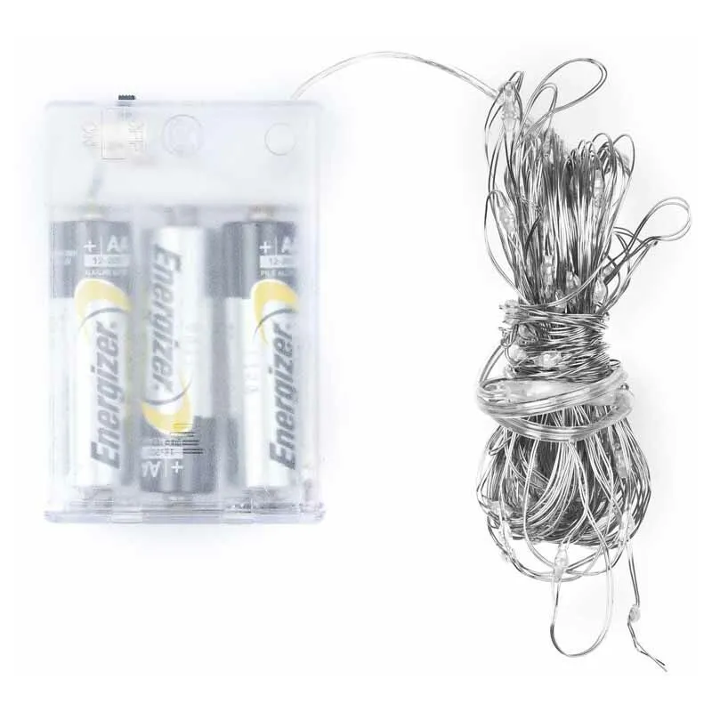 Hill Interiors 100 LED Battery Micro Lights Wire 10m - Metal - Silver