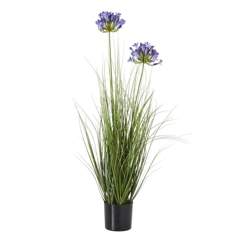 Hill Interiors Agapanthus Artificial Potted Plant in Light Blue - Light Blue