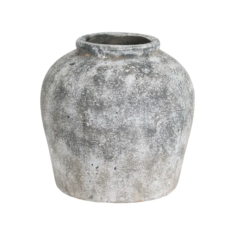 Hill Interiors Aged Stone Ceramic Vase in Grey Grey