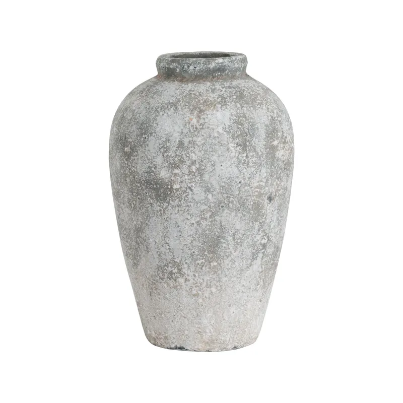 Hill Interiors Aged Stone Tall Ceramic Vase in Grey Grey