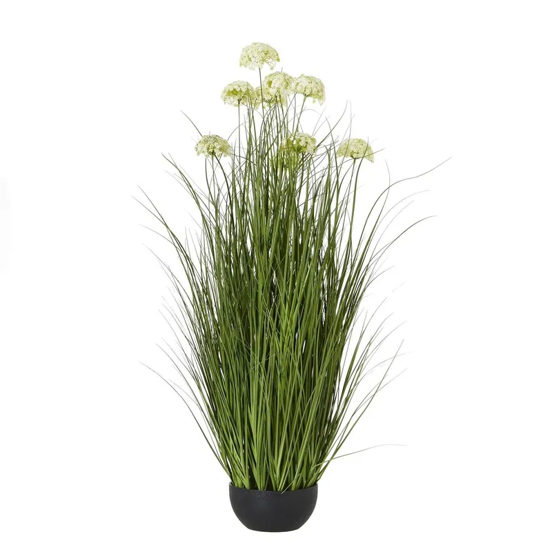 Hill Interiors Allium Artificial Potted Plant in White White