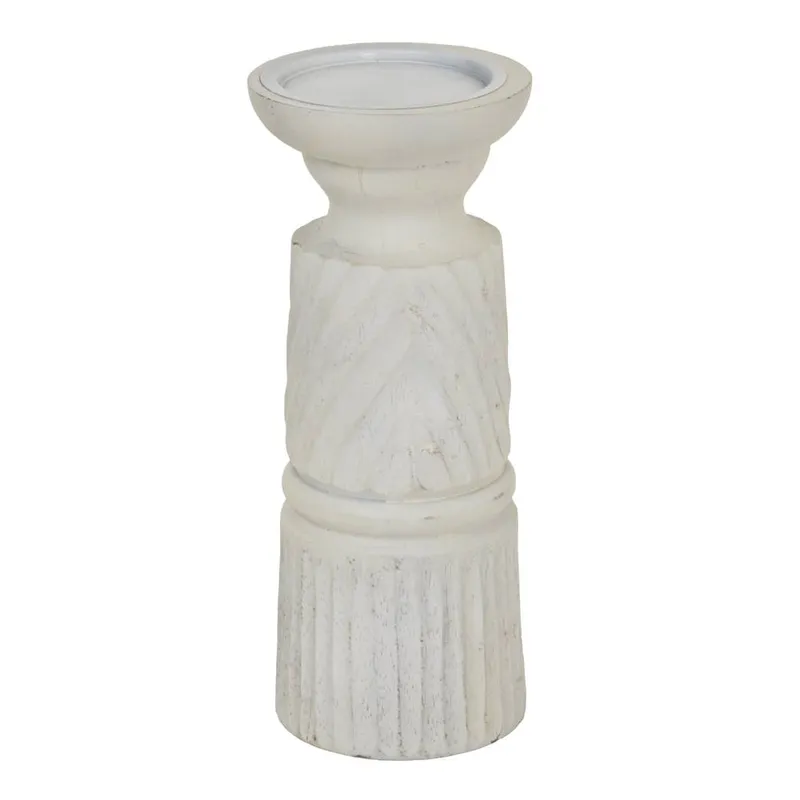 Hill Interiors Carved Candle Holder in White White