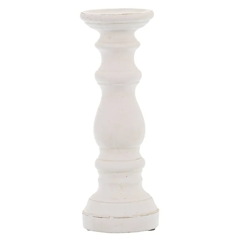 Hill Interiors Ceramic Column Candle Holder in White White