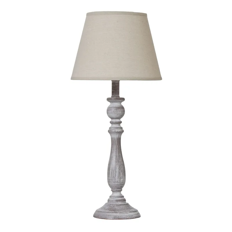 Hill Interiors Dunum Column Linen Table Lamp (UK Plug) in White White