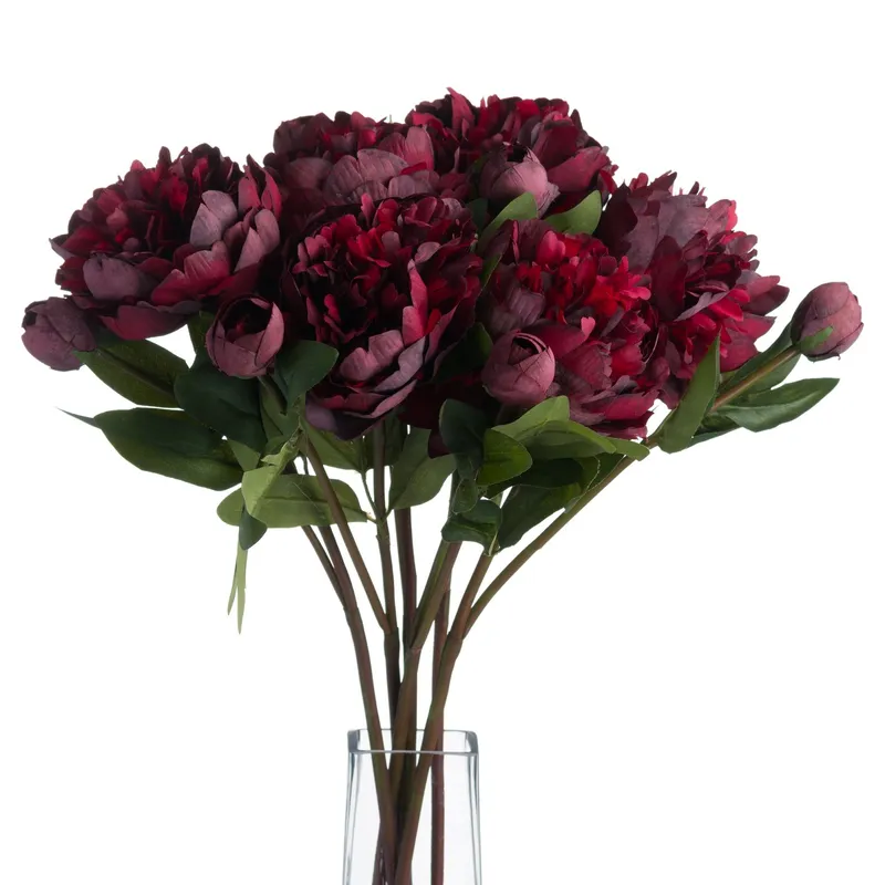 Hill Interiors Faux Burgundy Peony Rose Burgundy