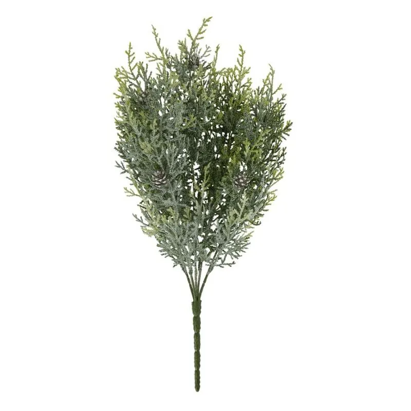 Hill Interiors Frosted Pine Spray Stem with Pinecones - Plastic - L30 x W30 x H49 cm - White