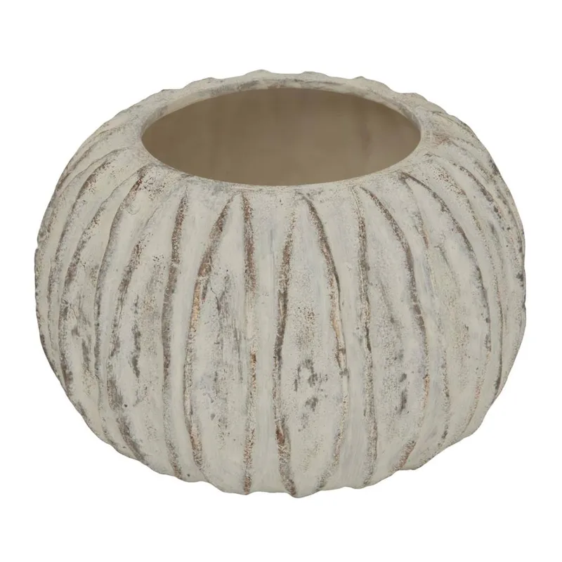 Hill Interiors Lorenzo Rotund Fin Vase in White White