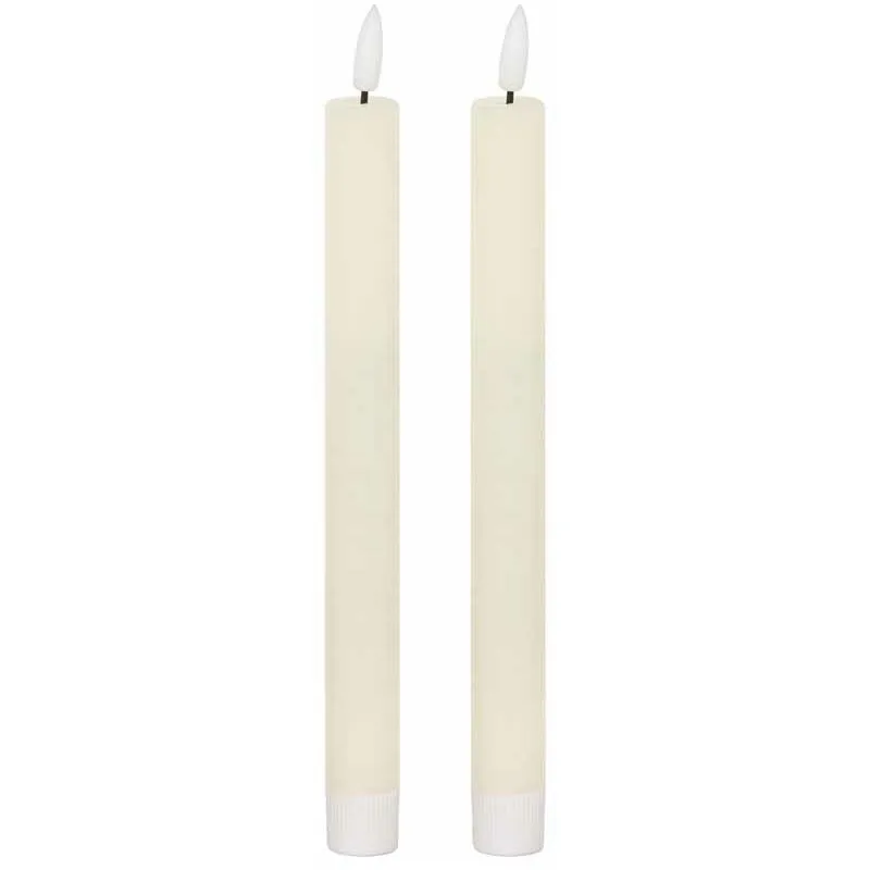 Love Lace Natural Glow S/ 2 Ivory LED Dinner Candles in White White