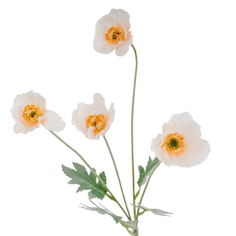Hill Interiors Poppy Artificial Flower Spray in Off-White Off-White