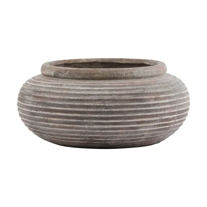 Hill Interiors Siena Ribbed Round Planter in Brown Brown