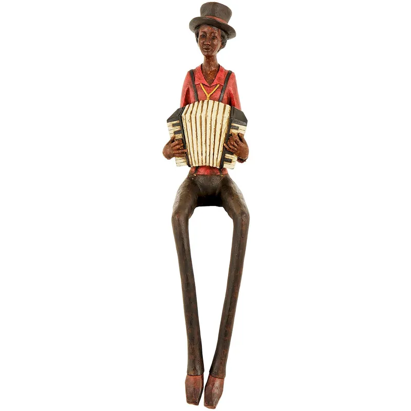 Hill Interiors Sitting Jazz Band Accordionist in Brown Brown