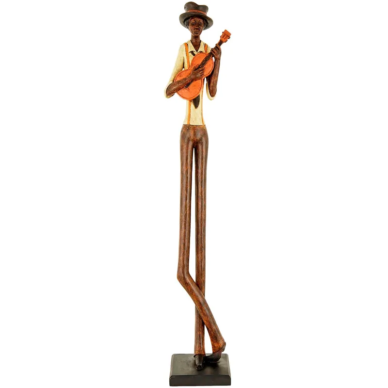 Hill Interiors Standing Jazz Band Strings Guitar in Dark Brown - Dark Brown