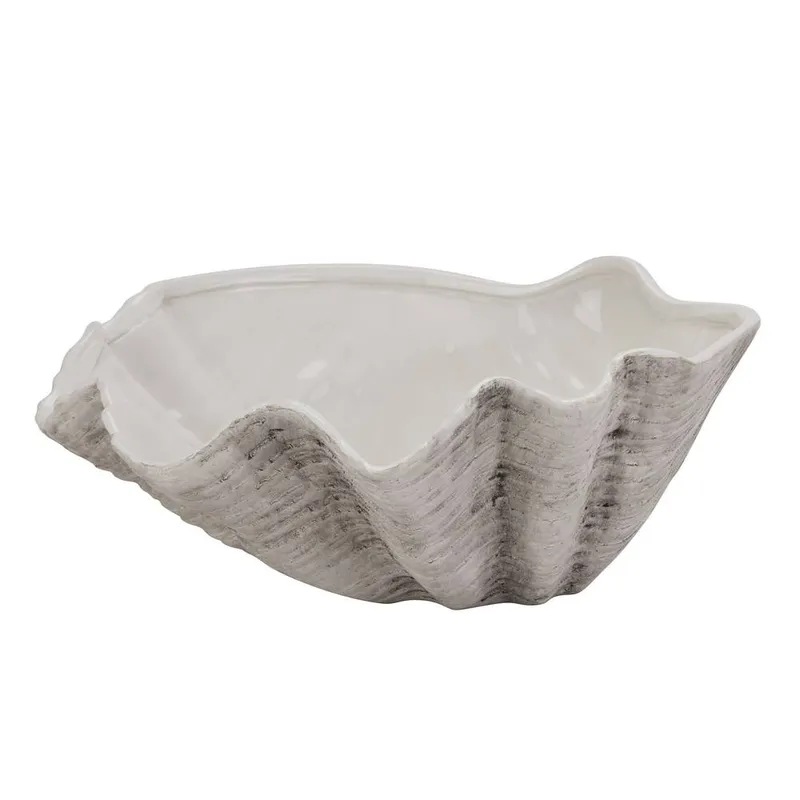 Hill Interiors Adele Ceramic Shell Bowl in White - White