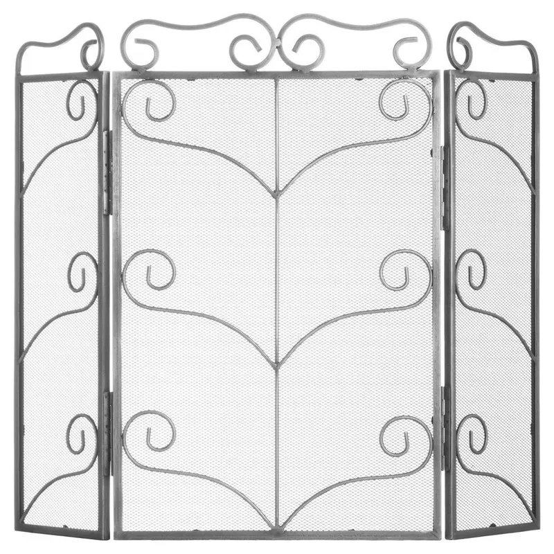 Hill Interiors Large Ornate Fire Screen in Metallic Silver - Metallic Silver