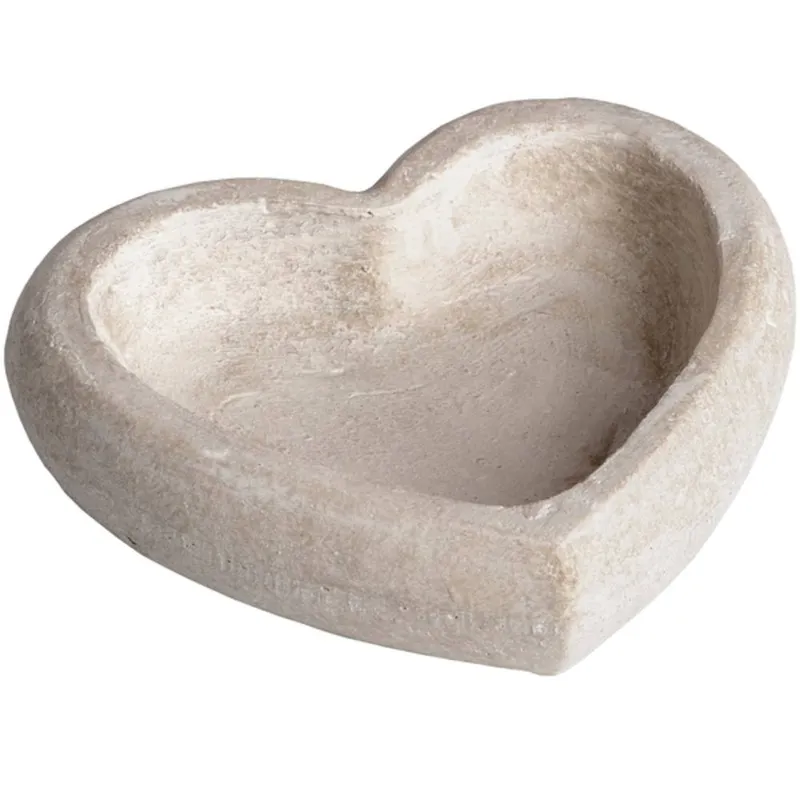 Hill Interiors Stone Heart Dish in Cream - Cream