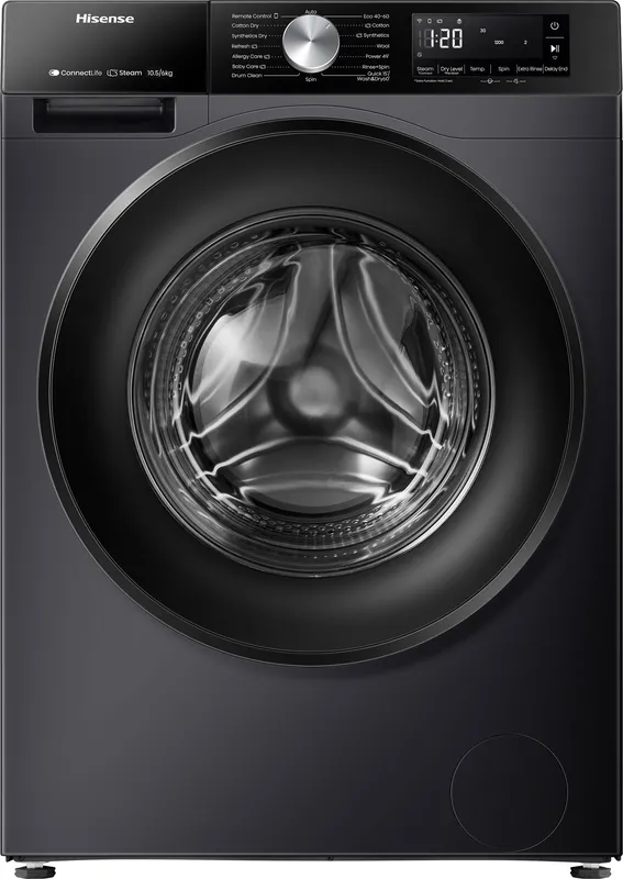 Hisense 3S Series WD3S1043BB3 Wifi Connected 10.5Kg/6Kg Washer Dryer with 1400 rpm - Black - D Rated [Wash&Dry], A Rated [Wash Only], Black